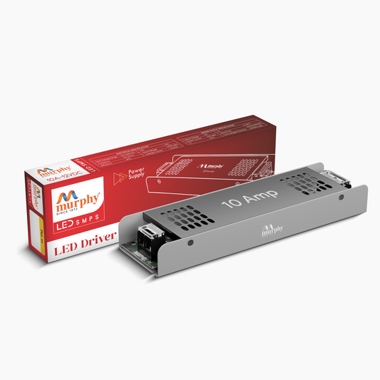Murphy 10A 12V DC LED Driver (SMPS) | Constant Voltage Power Supply for Indoor LED Strip Lights | Aluminium Body | BIS Approved |  (1-Year Warranty)