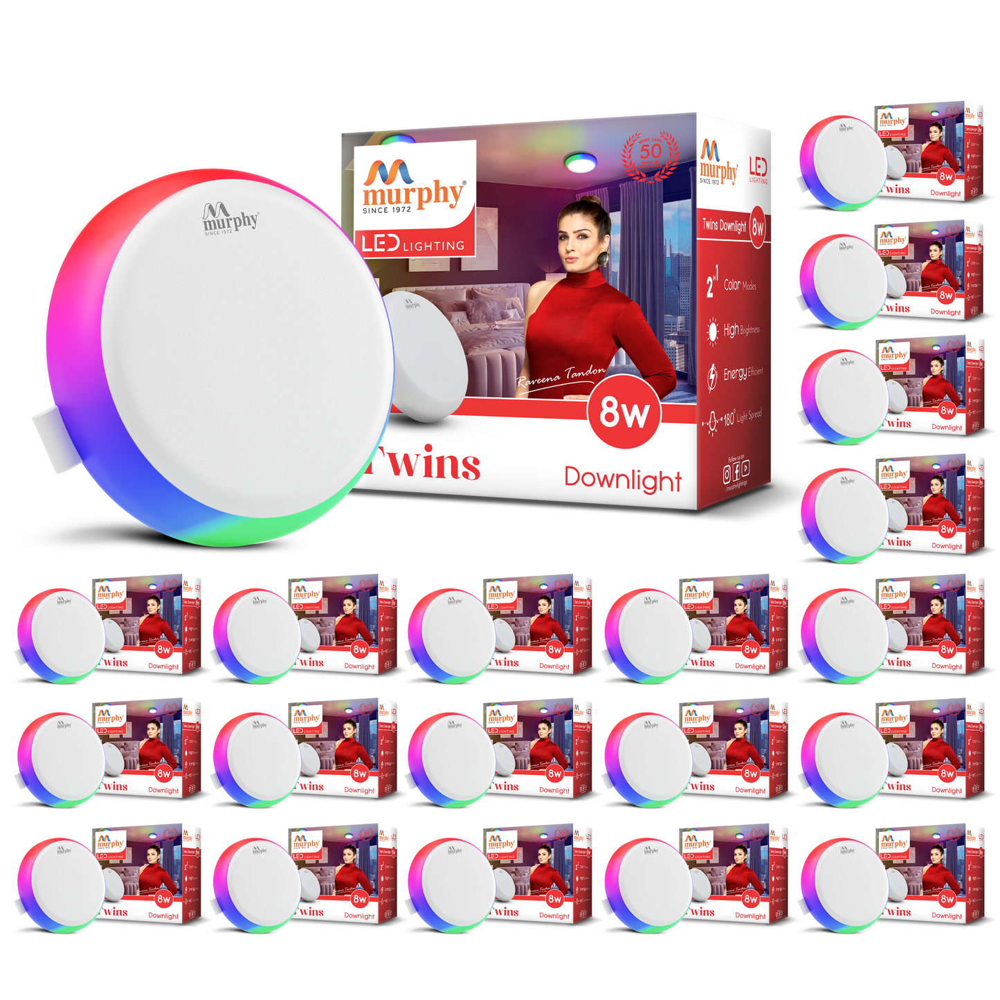 Murphy 2-in-1 8W+8W Double Color Round LED Junction Box Ceiling Light | High Brightness Energy Saving Indoor Light | 2-Year Warranty