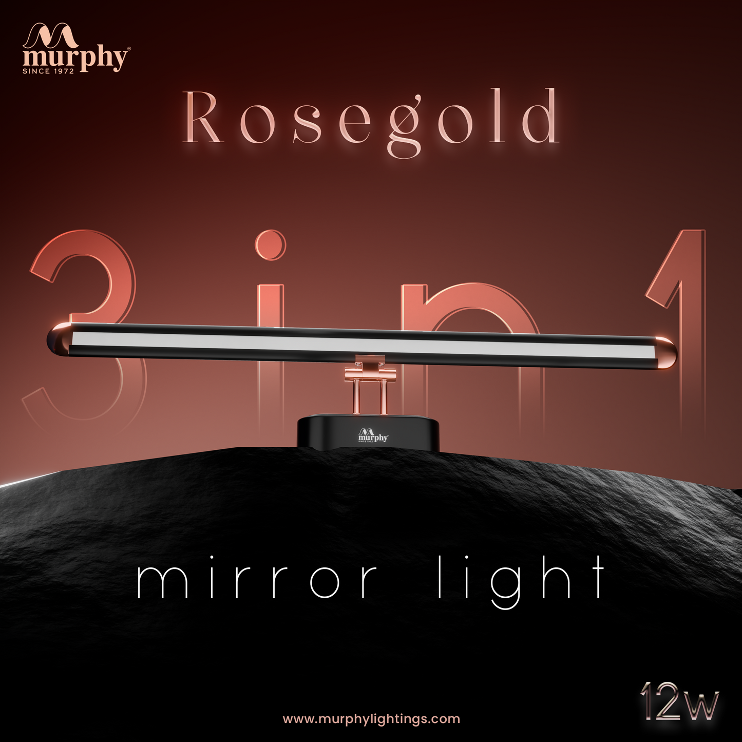 Murphy 12W 3-IN-1 Rose Gold Finish Mirror Light
