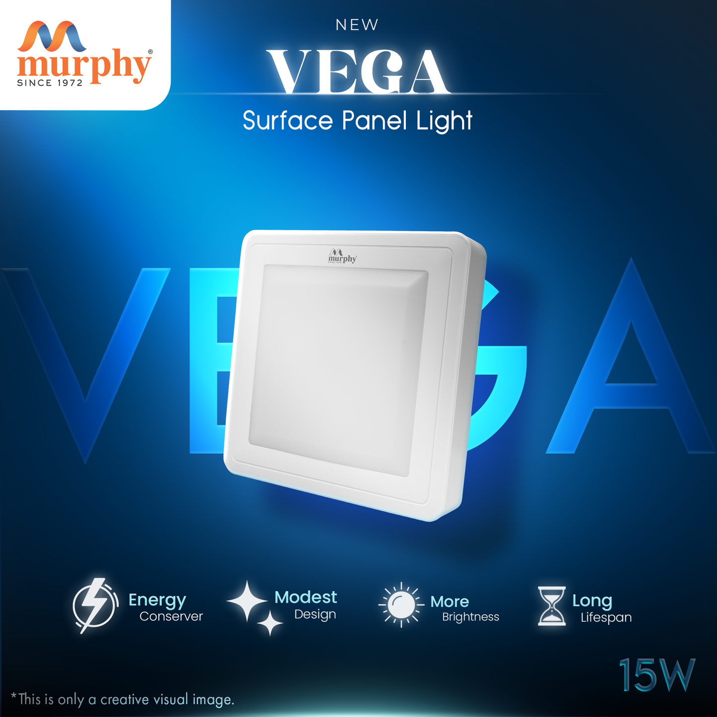 Murphy 15W Vega Square Surface Panel Light