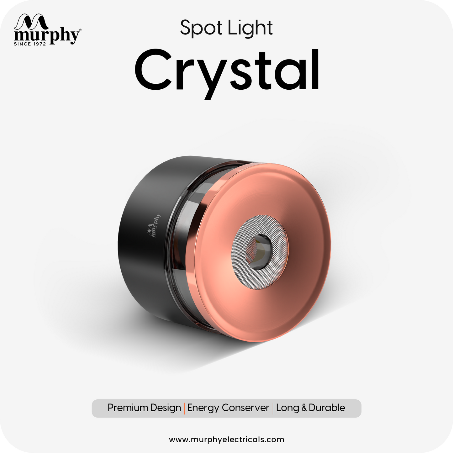 Murphy 12W Crystal Black Rose Gold Cylindrical COB Surface Light