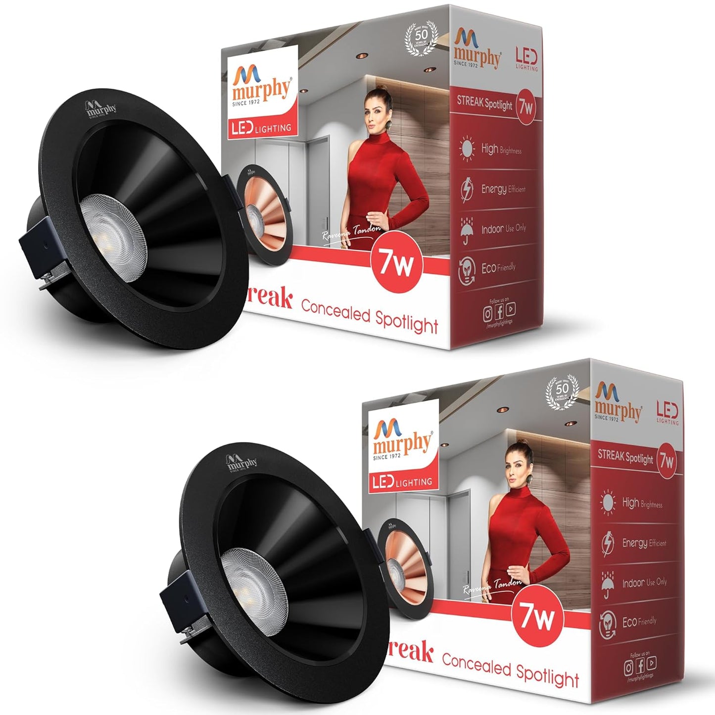 Murphy 7W Streak LED Down Light BL+Black Finish Bulb Down Light