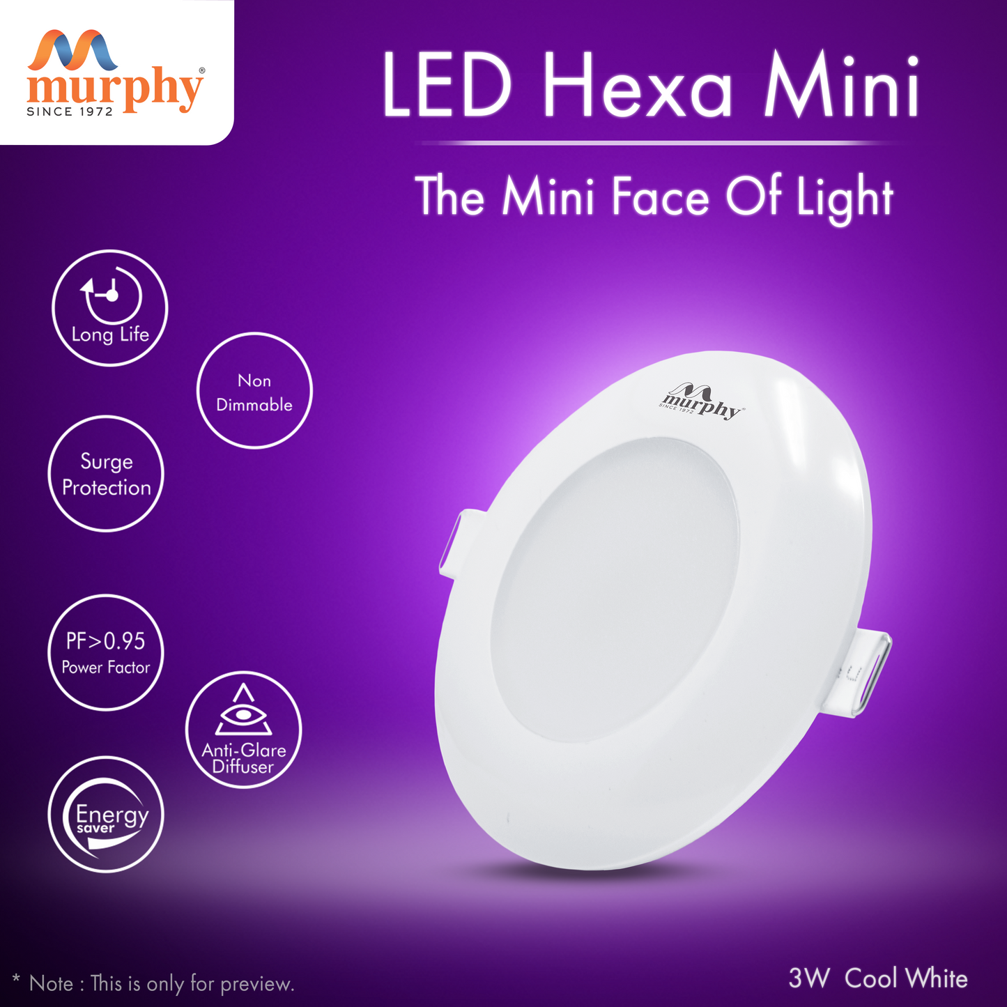 Murphy 3W Hexa Junction Box Down Light