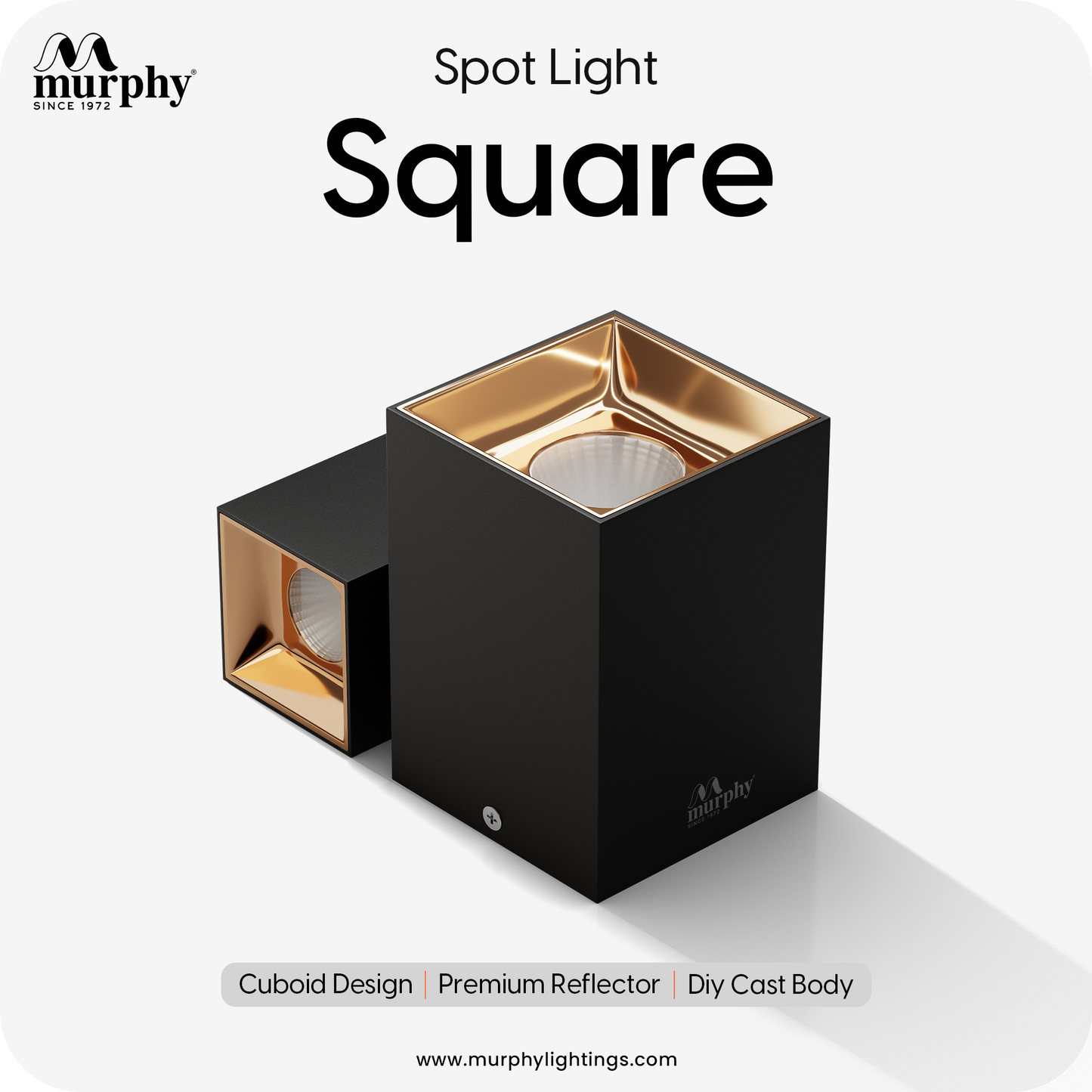 Murphy 10W Square Cylindrical Shape Surface Mounted COB Spot Downlight
