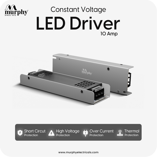 Murphy 10A 12V DC LED Driver (SMPS) | Constant Voltage Power Supply for Indoor LED Strip Lights | Aluminium Body | BIS Approved |  (1-Year Warranty)