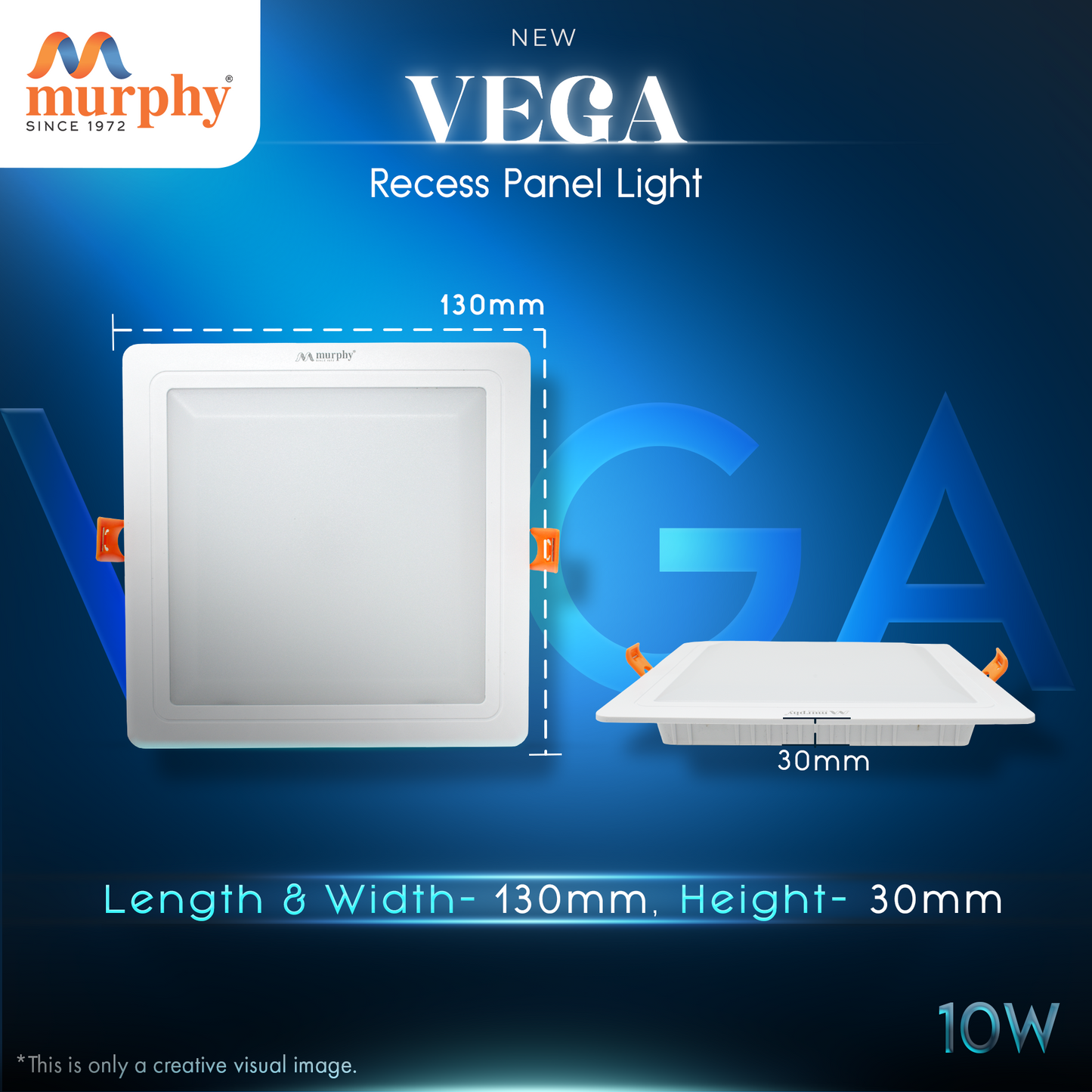Murphy 10W Vega Square Recess Panel Light