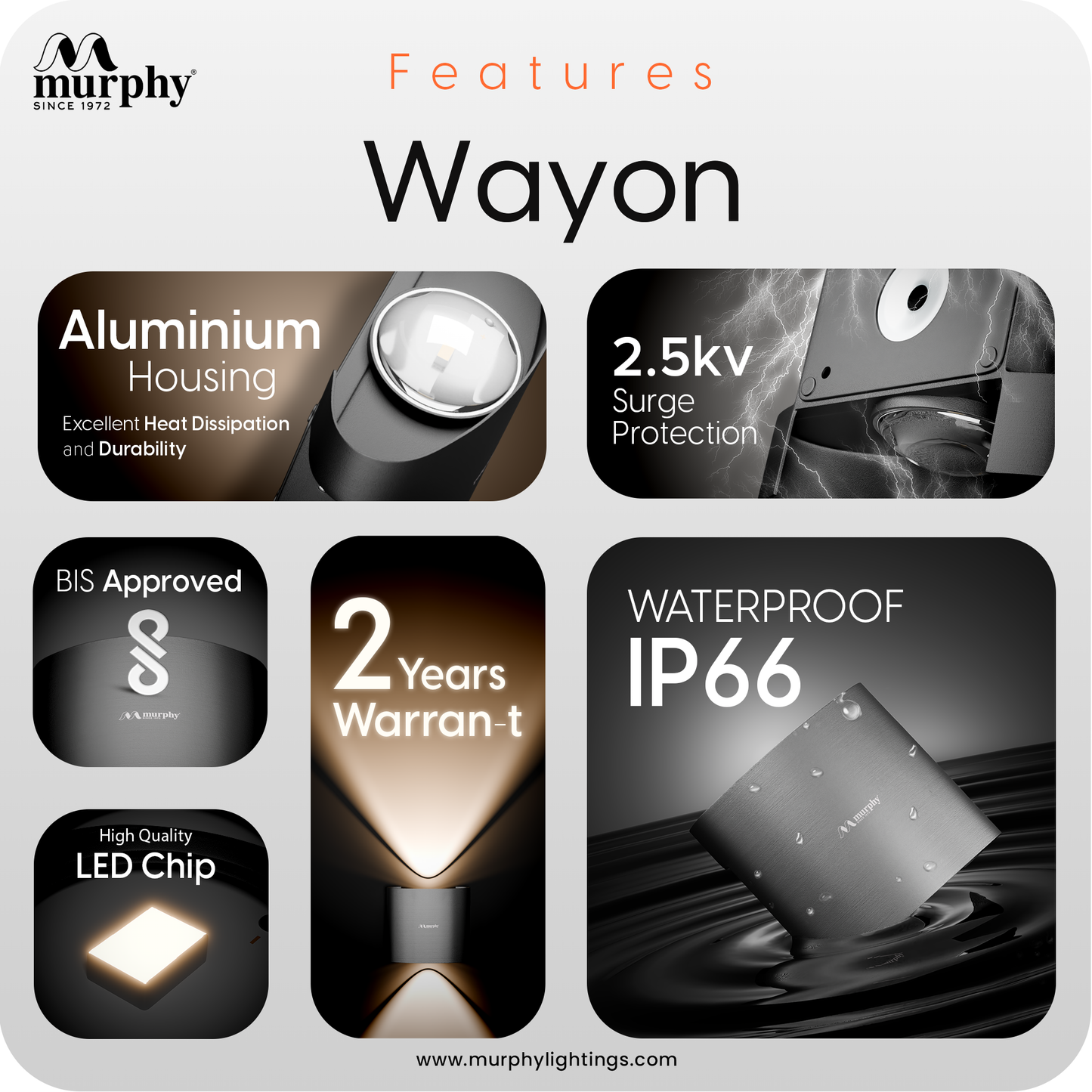 Murphy 2W LED Wayon Up & Down Light
