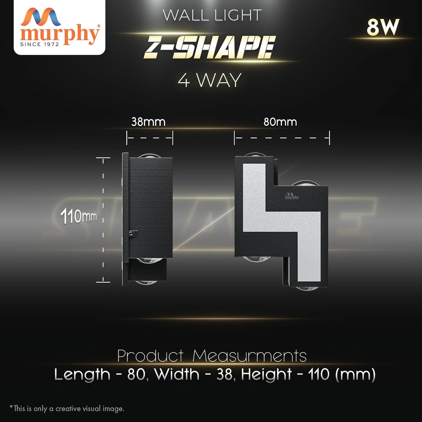 Murphy 8W 4Way Step Type Up/Down Wall Light Warm White, Alluminium Body (2 Up & 2 Down Step)