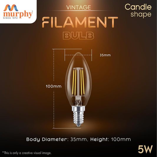 Murphy 5-watt Candle Shape Filament Candle LED Bulb Home & Decoration Bulb Base: E14
