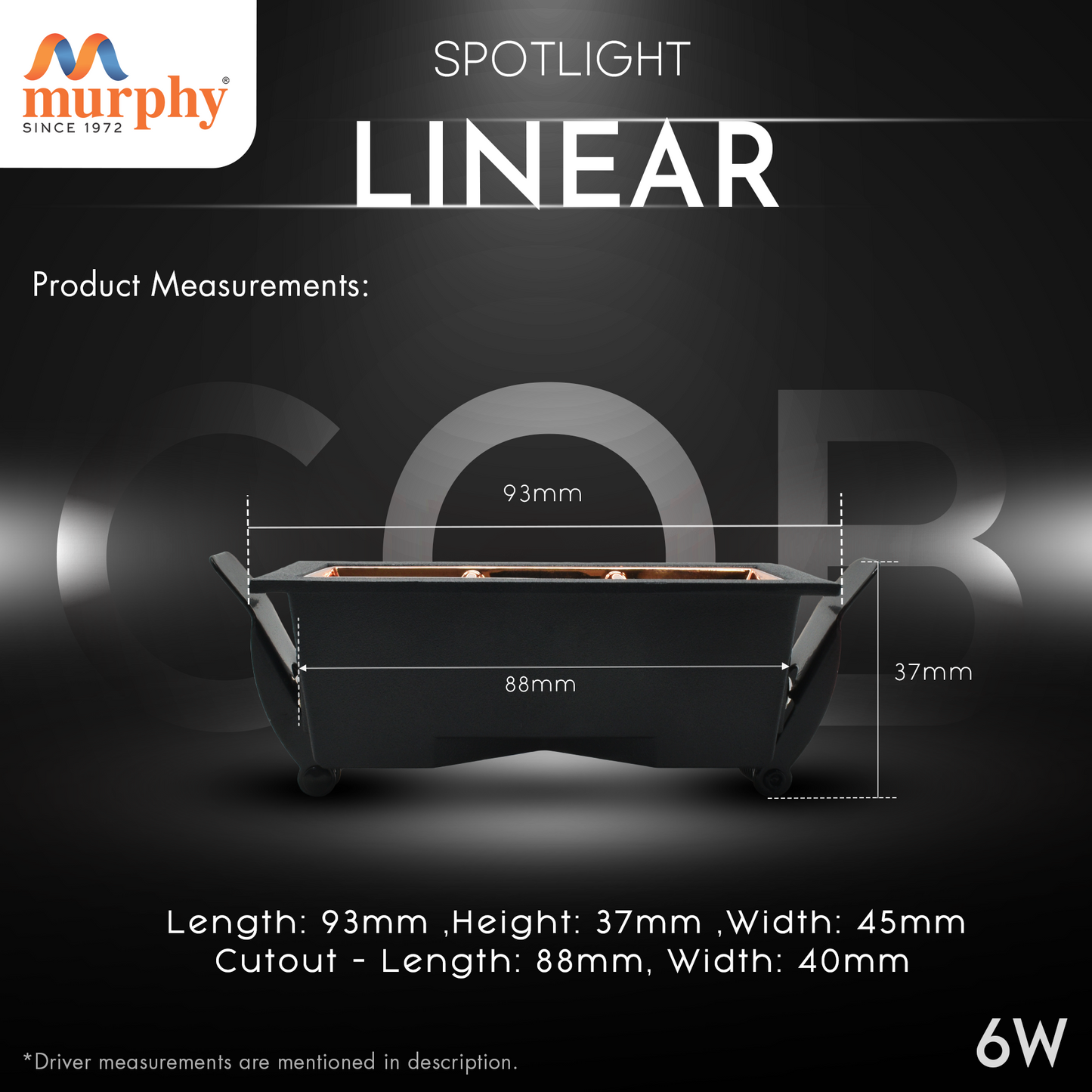 Murphy 6W Black Gold Finish Laser COB Spot Light