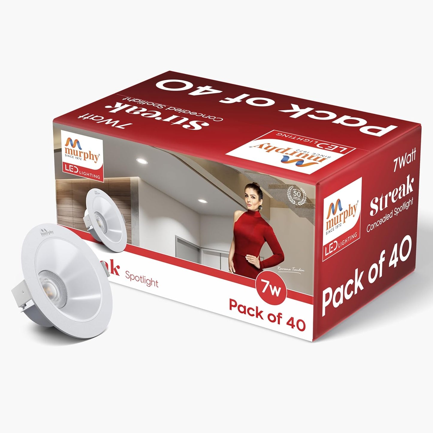 Murphy 7W Streak LED Down Light WH+White Finish Bulb Down Light
