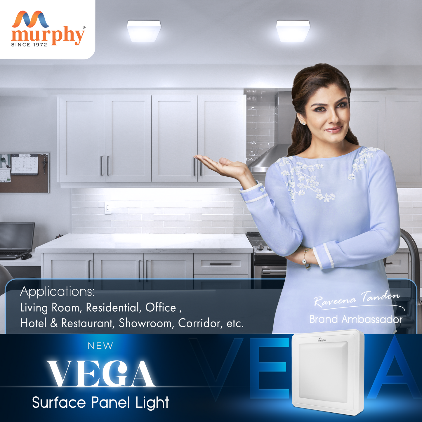 Murphy 15W Vega Square Surface Panel Light