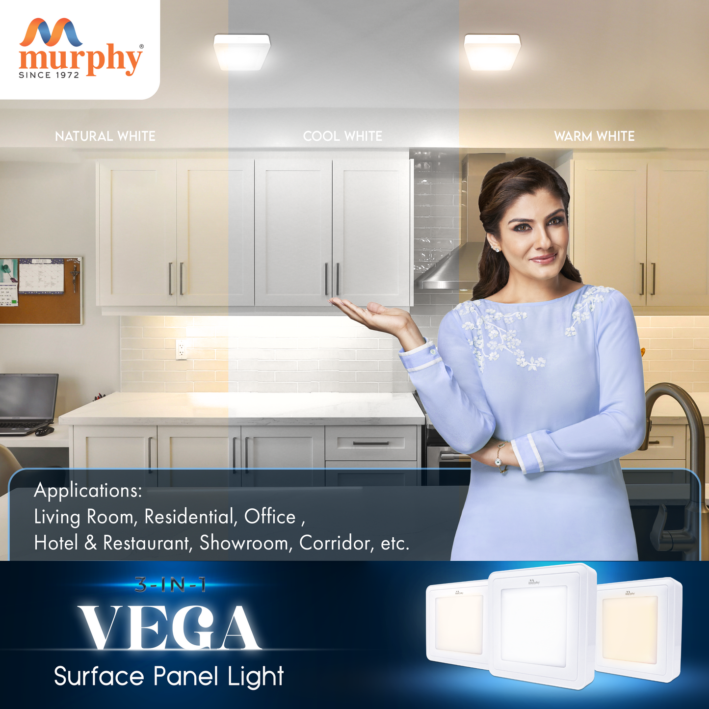 Murphy 10W Vega Color Changing Square Surface Panel Light