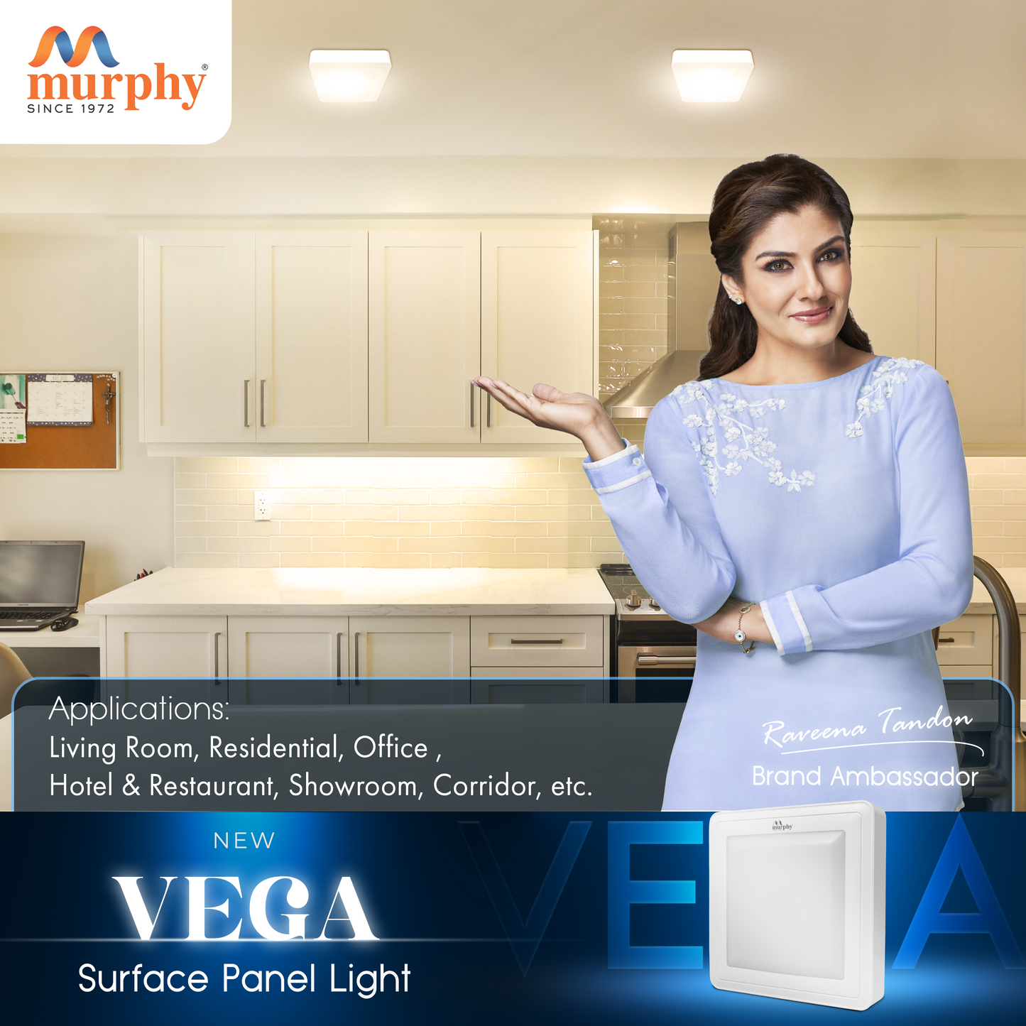 Murphy 15W Vega Square Surface Panel Light