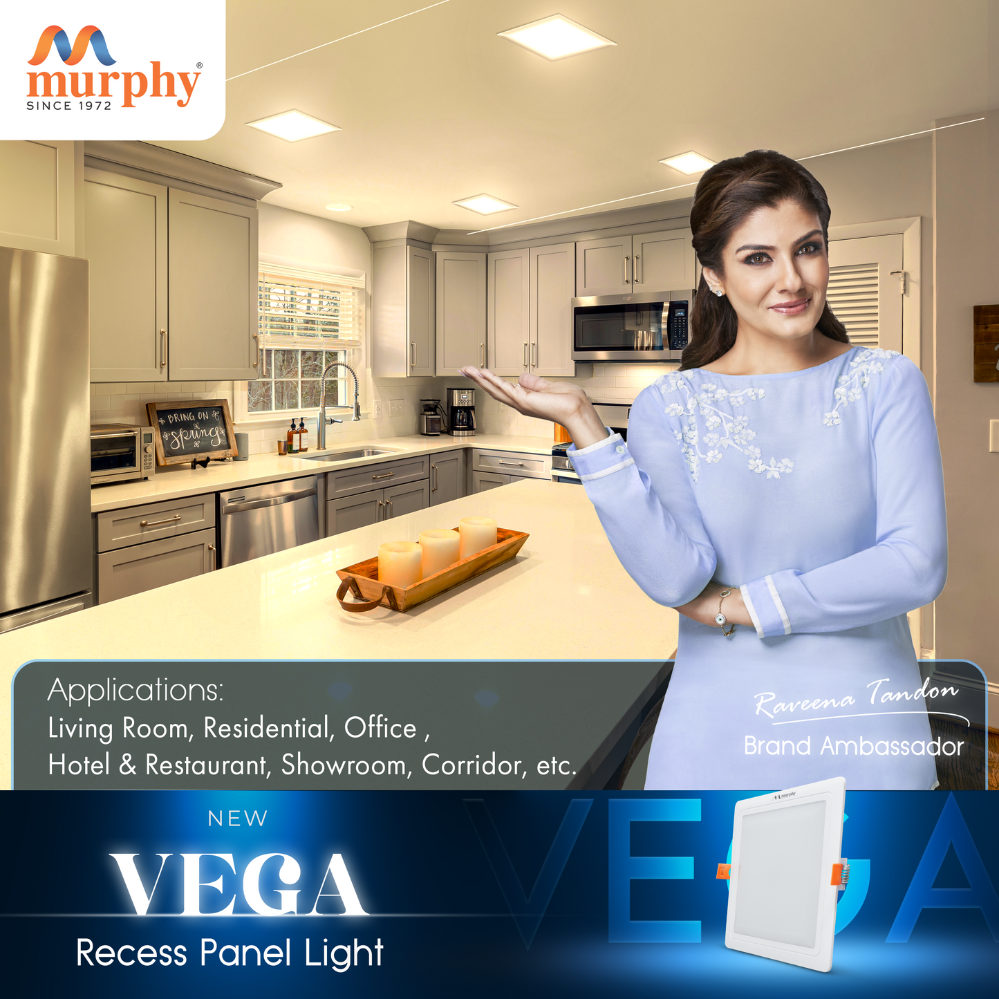 Murphy 10W Vega Square Recess Panel Light