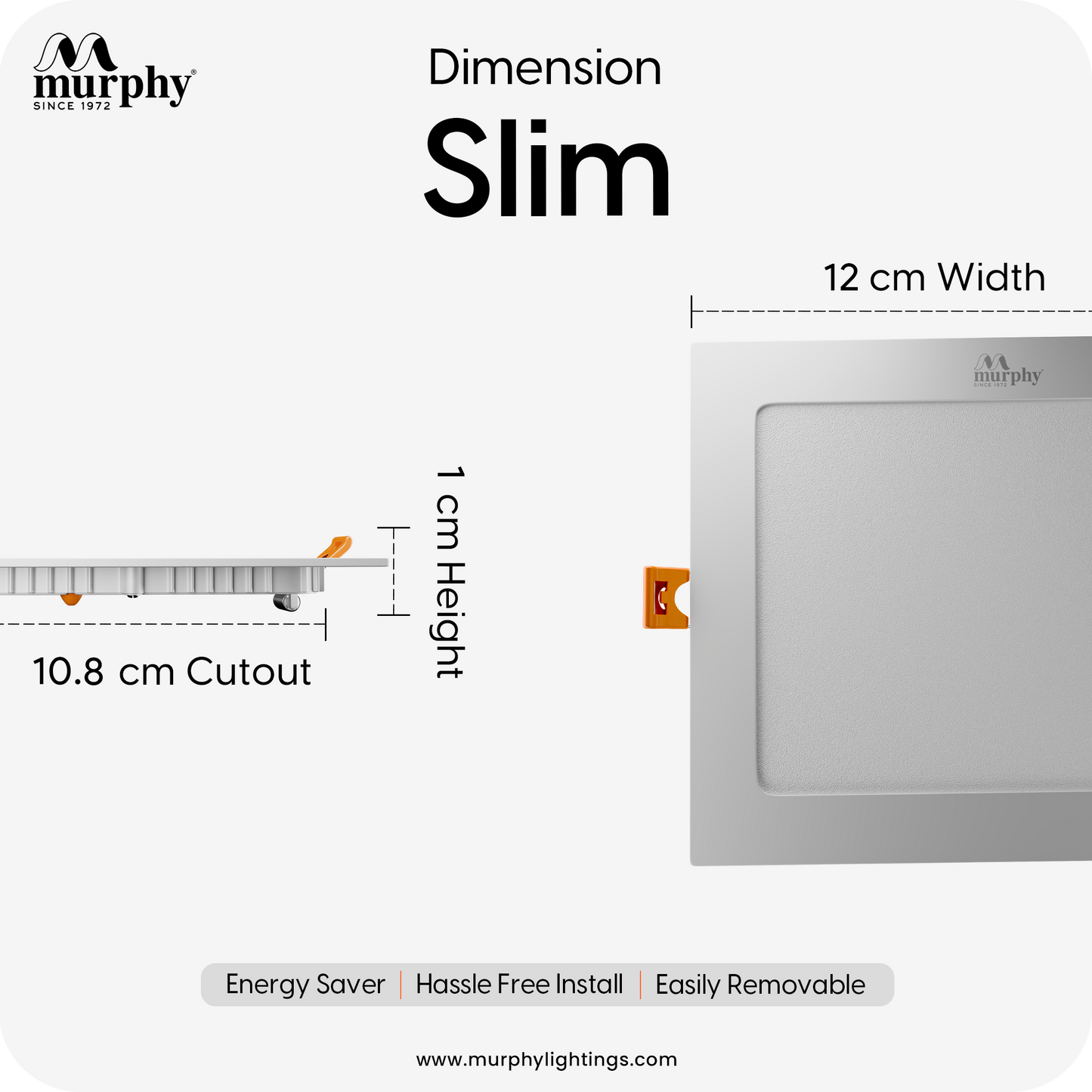 Murphy 9W Slim Square Recess Panel Light