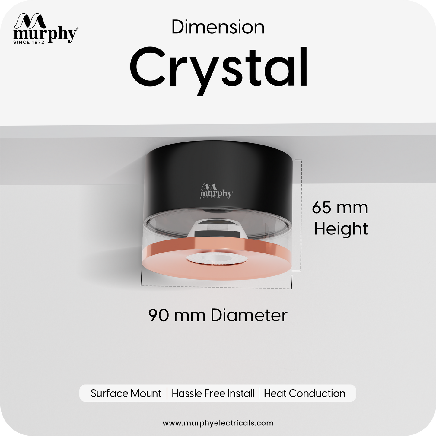 Murphy 12W Crystal Black Rose Gold Cylindrical COB Surface Light