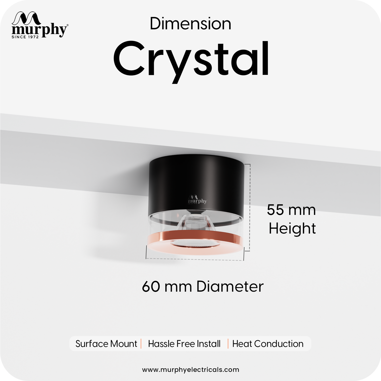 Murphy 6W Crystal Black Rose Gold Cylindrical COB Surface Light