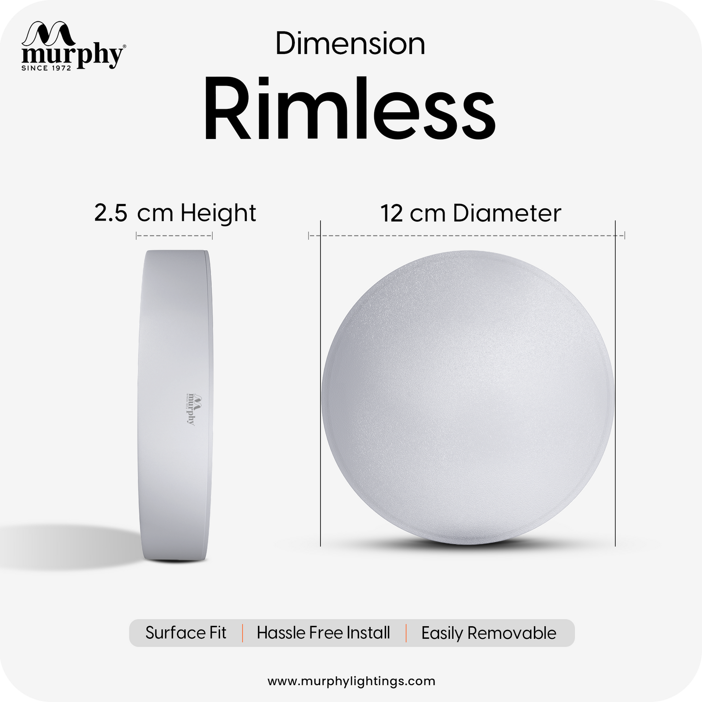 Murphy 12W Rimless Round Surface Panel Light