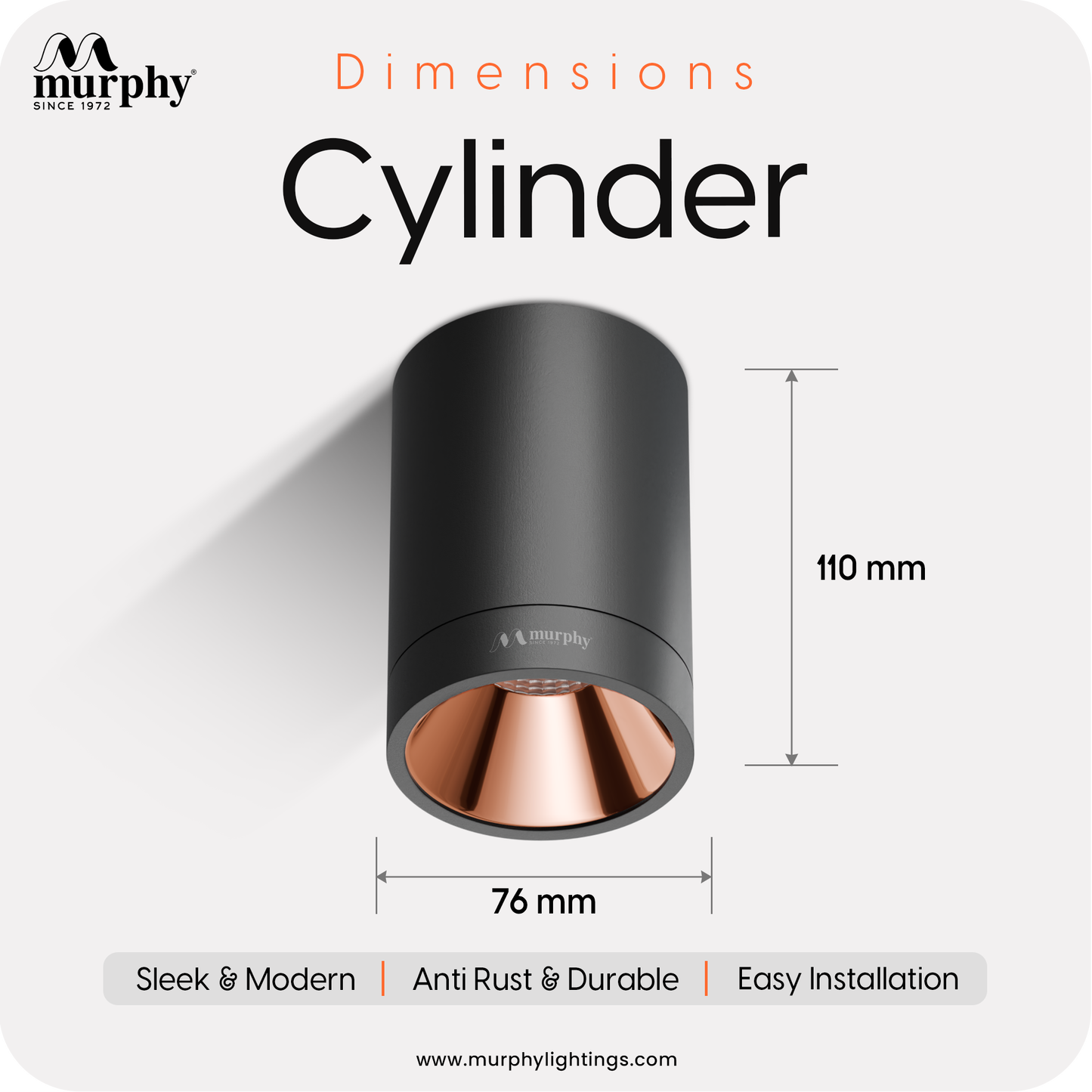 Murphy 15W Cylindrical Surface Mounted COB Spot Downlight