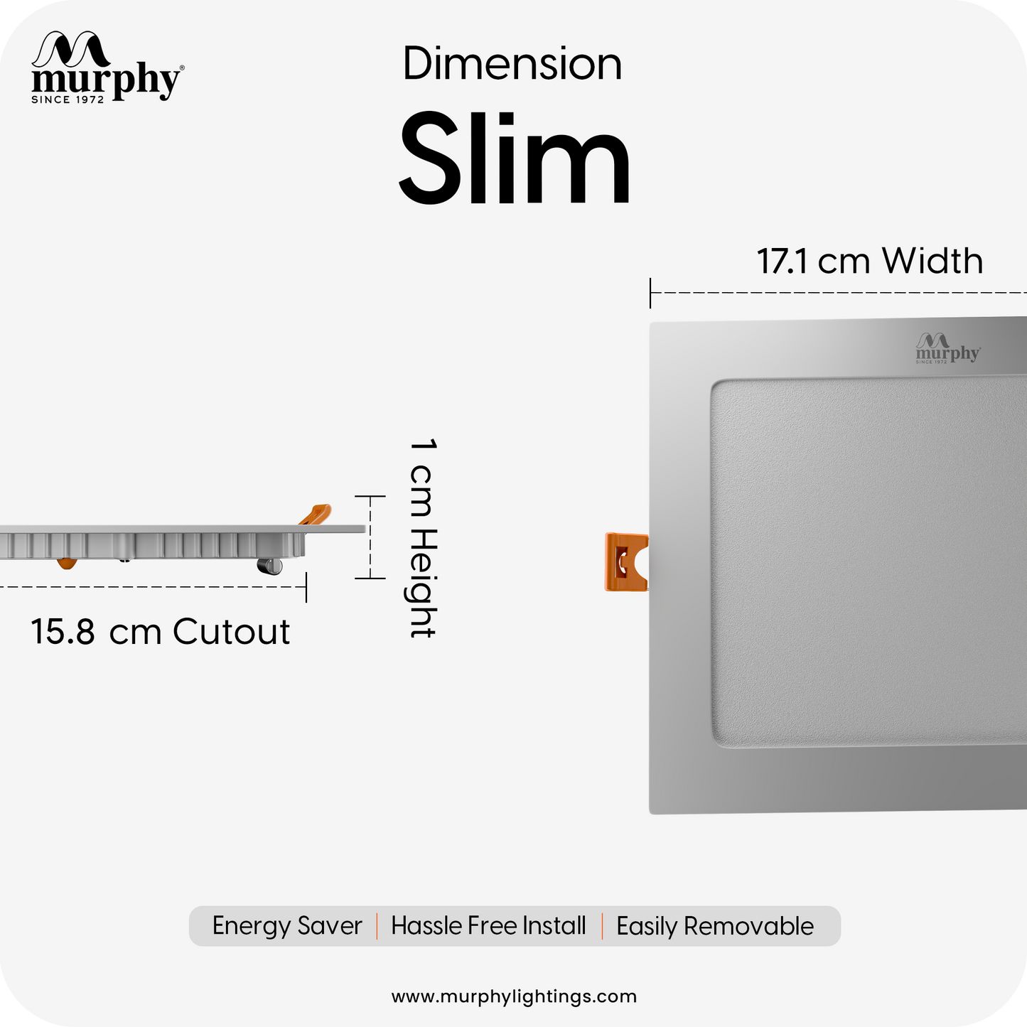 Murphy 15W Slim Square Recess Panel Light