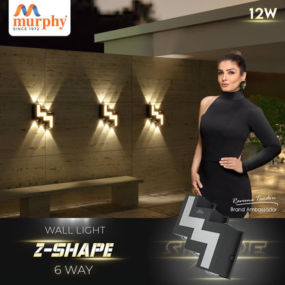 Murphy 12W 6Way Aluminium Led Luxurious Indoor & Outdoor Step Type Up/Down Wall Light Warm White, Shockproof & Rustproof Alluminium Body (3 Up & 3 Down Step)