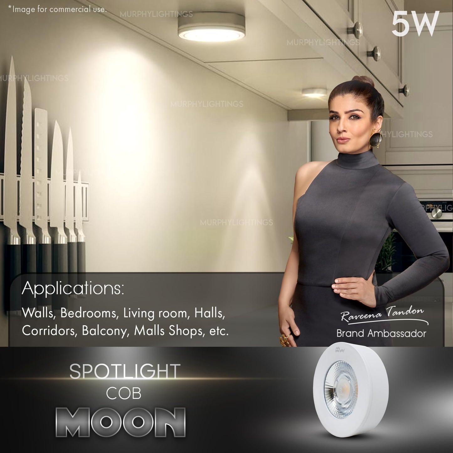 Murphy 5 Watt Moon Round Led COB Surface Cabinet/Ceiling Down Light