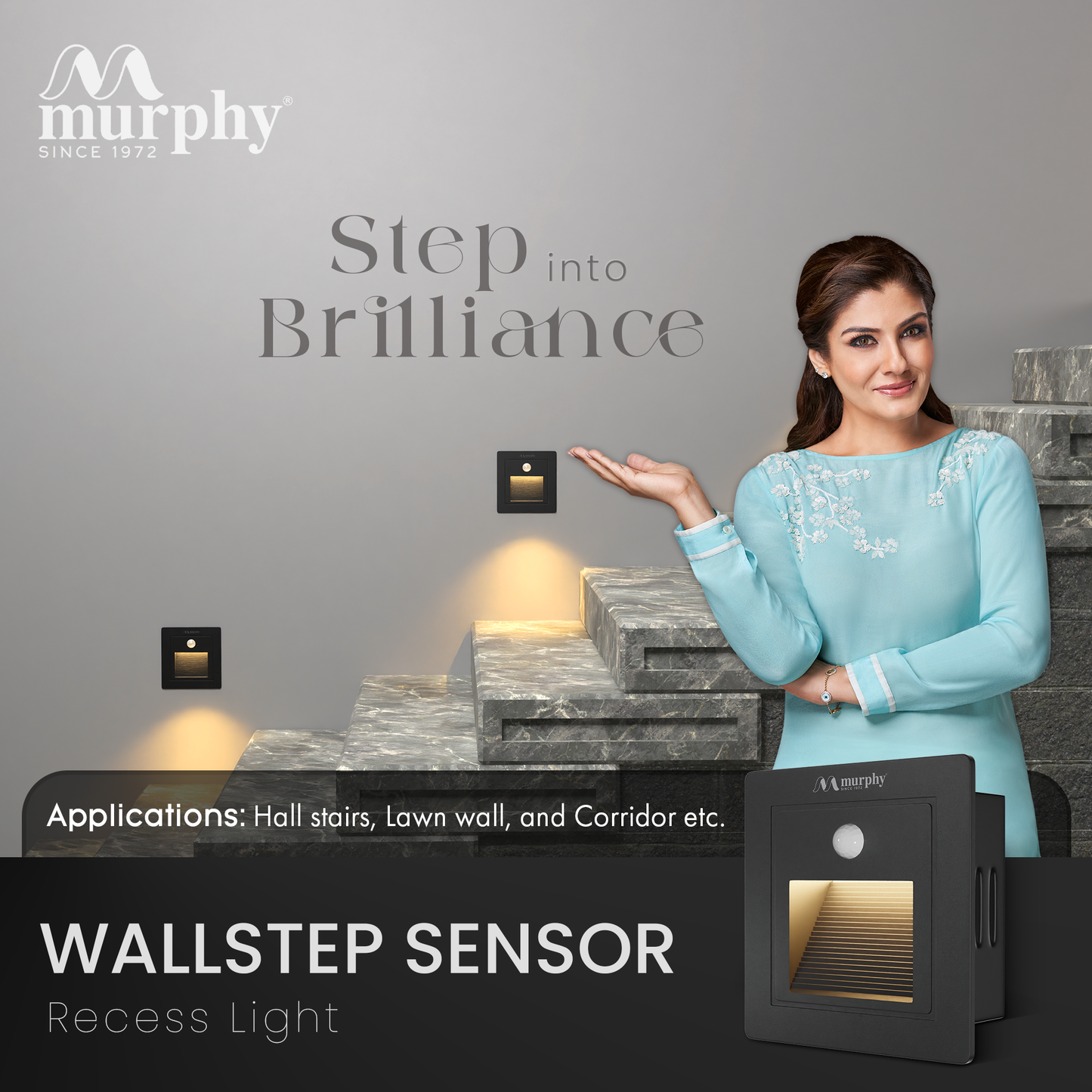 Murphy 3W LED Foot Wall Light With Sensor - RECESS