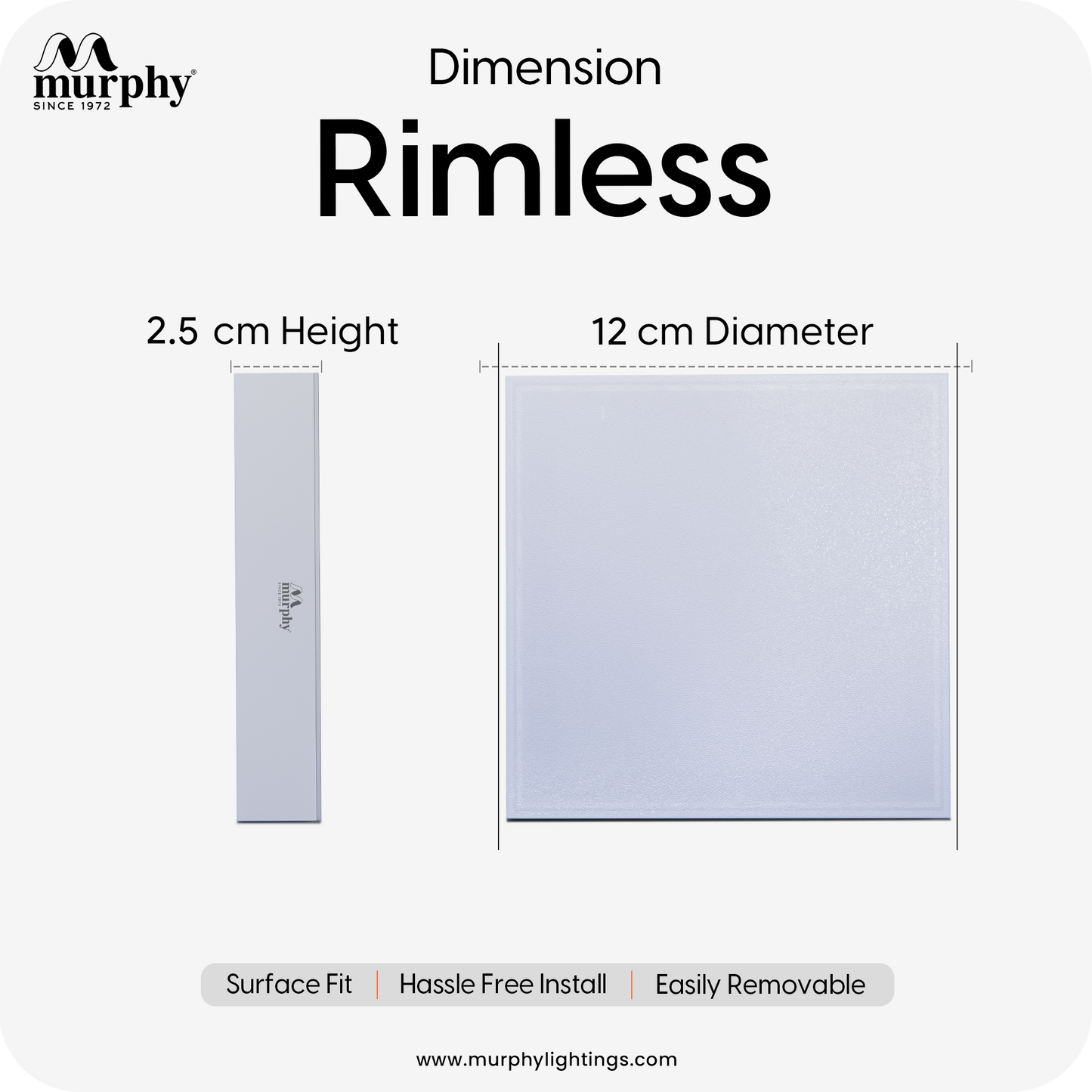 Murphy 12W Rimless Square Surface Panel Light