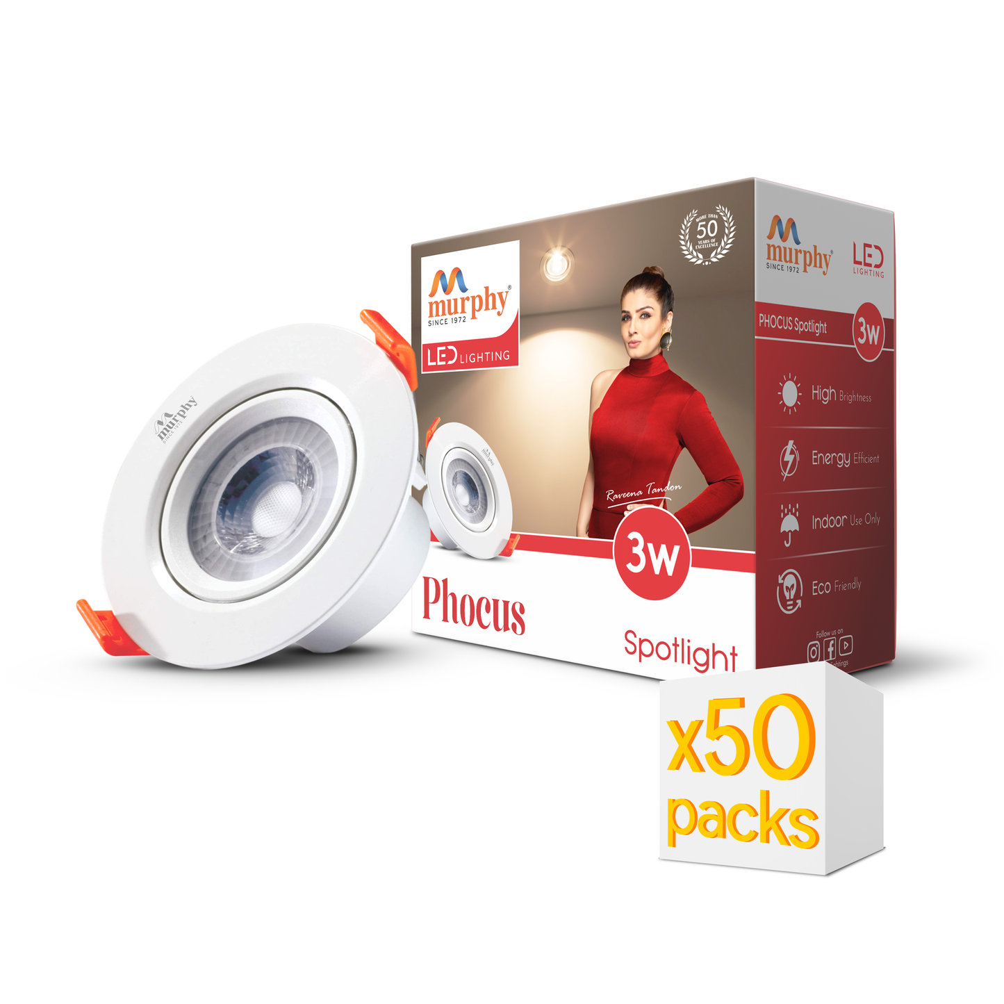 Murphy 3W PHOCUS LED Spot Round Ceiling Downlight for Concealed & Junction Box Fitting