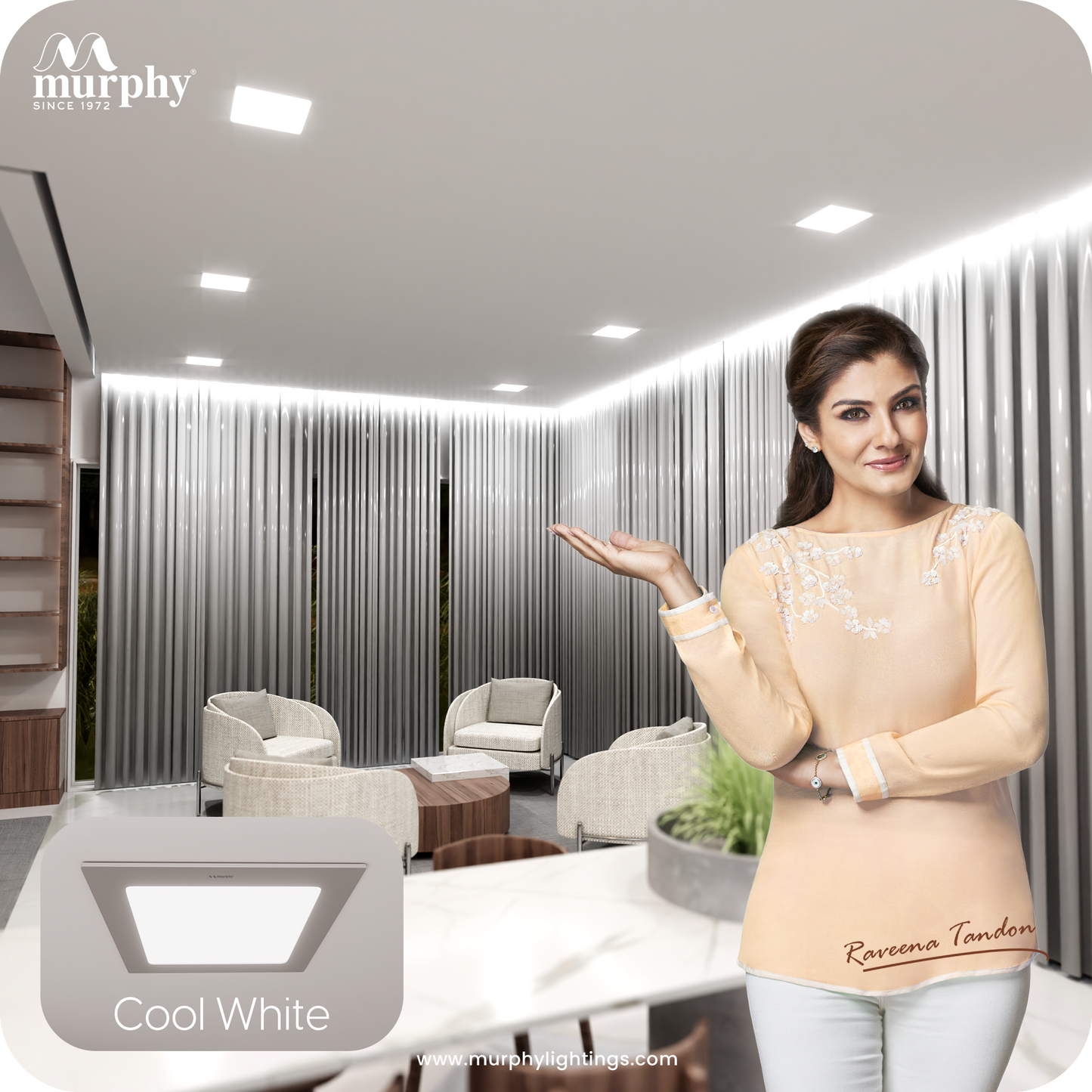 Murphy 9W Slim Square Recess Panel Light
