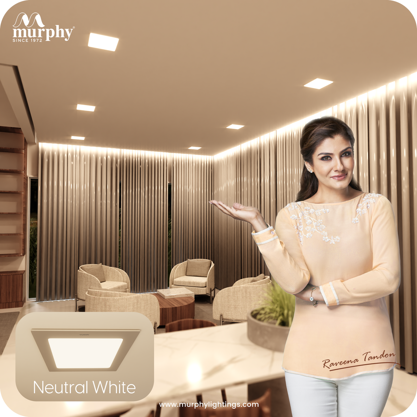Murphy 9W Slim Square Recess Panel Light