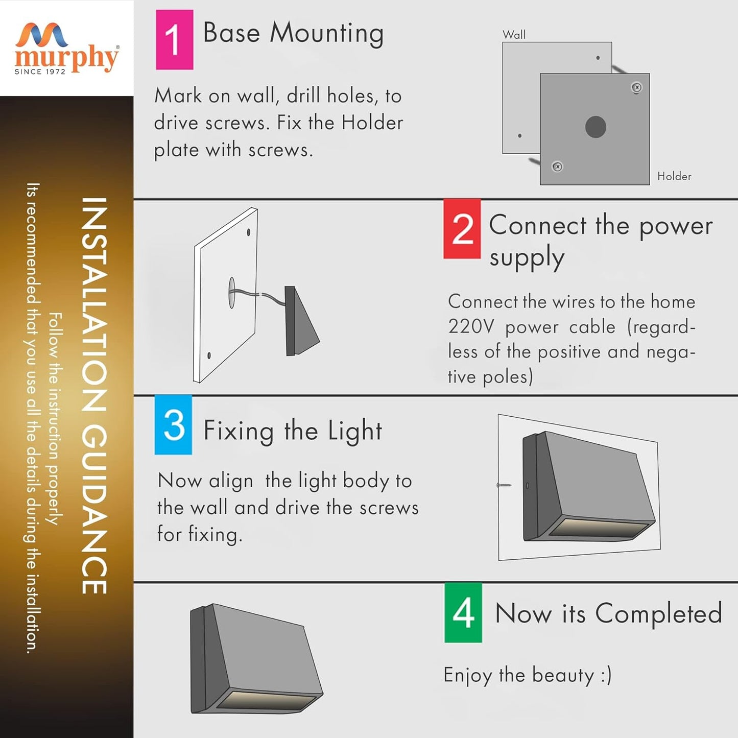 Murphy 3W LED Foot Wall Light - Surface