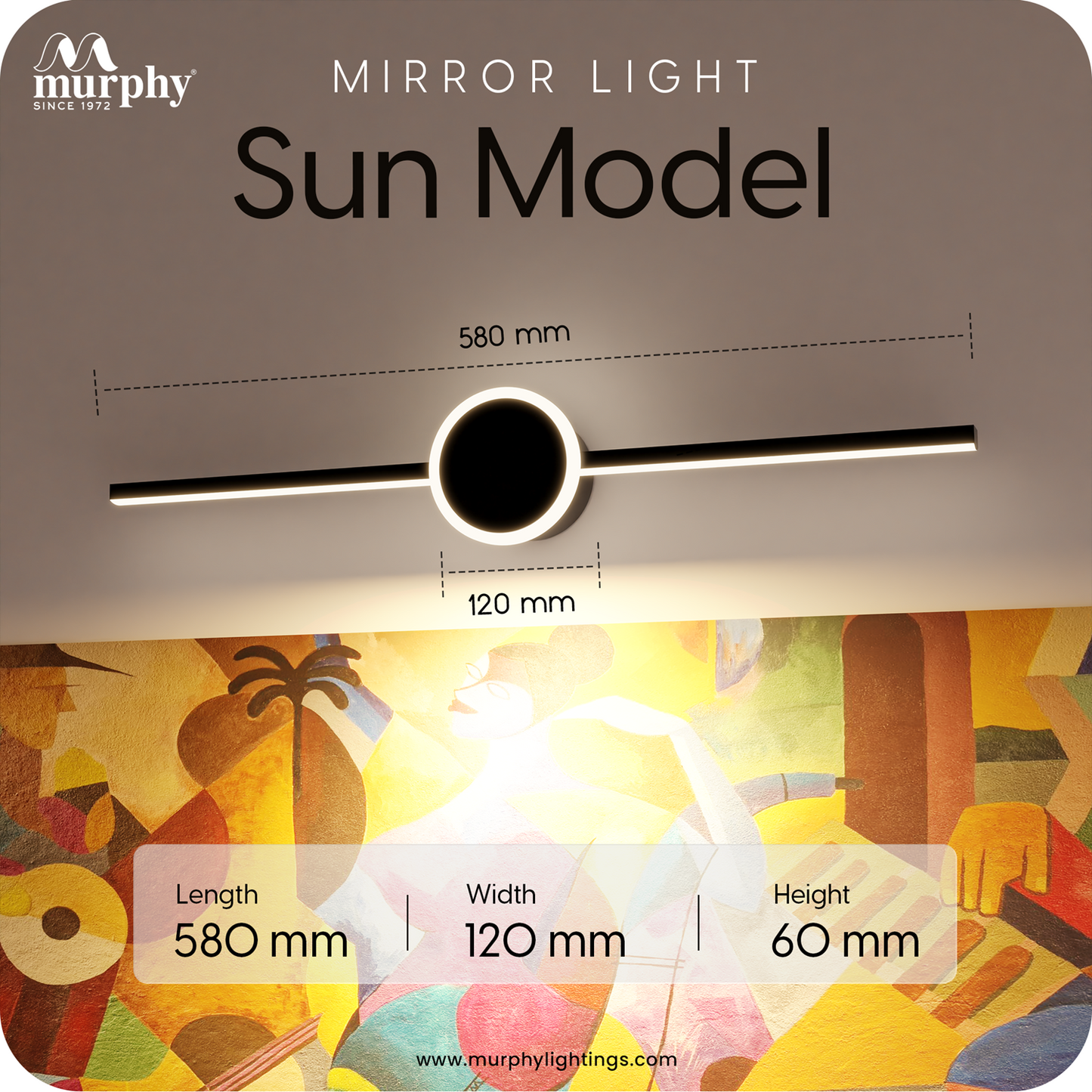 Murphy Sun Model 16+2W Picture Frame Light | Mirror & Dressing Light | Stylish Wall Mount LED