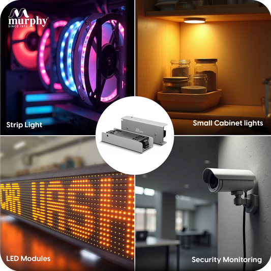 Murphy 3A 12V DC LED Driver (SMPS) | Constant Voltage Power Supply for Indoor LED Strip Lights | Aluminium Body | BIS Approved | (1-Year Warranty)