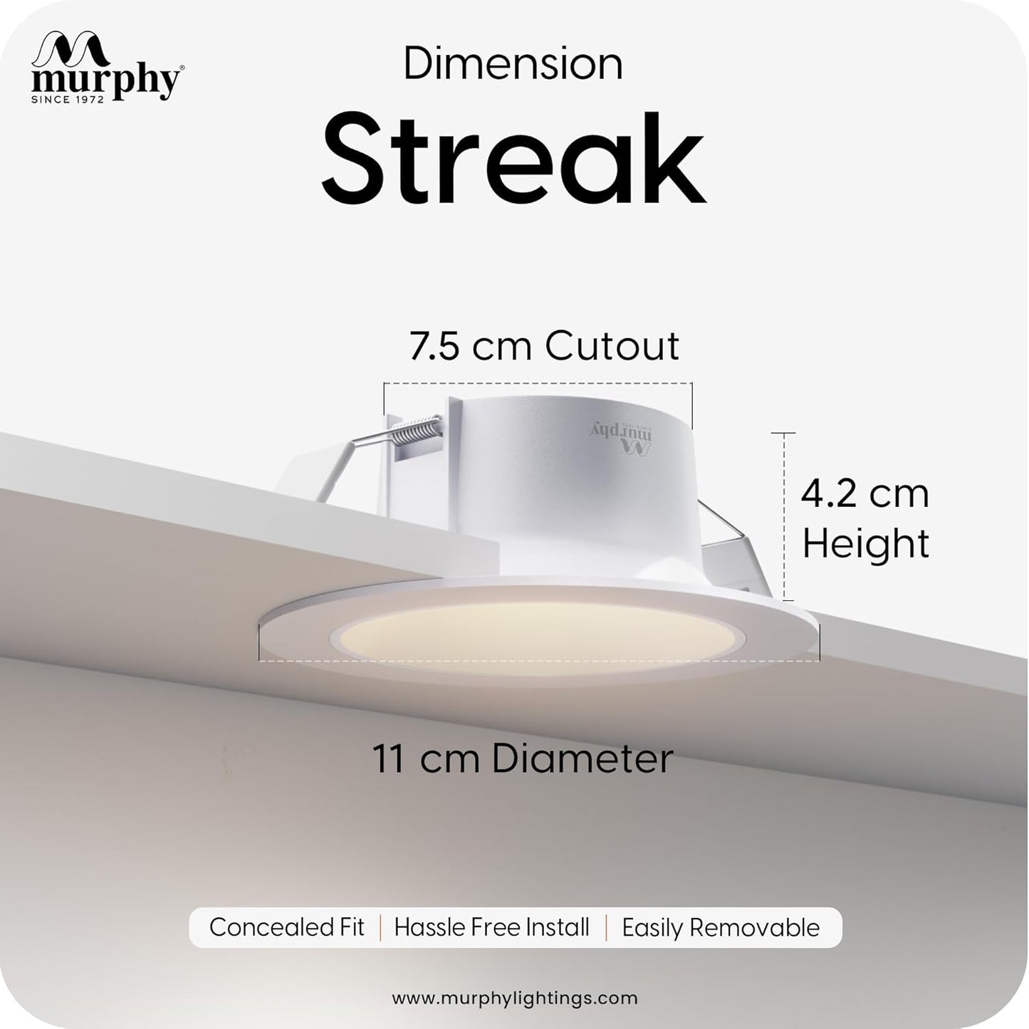 Murphy 7W Streak LED Down Light WH+White Finish Bulb Down Light