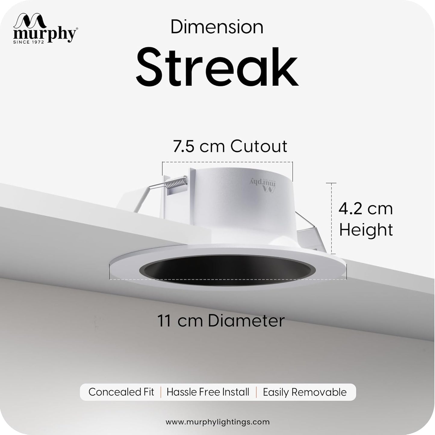 Murphy 7W Streak LED Down Light WH+Black Finish, Bulb Down Light