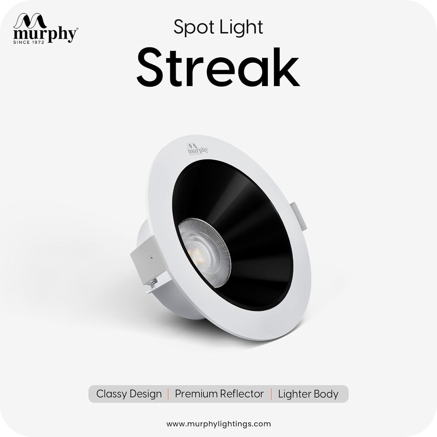 Murphy 7W Streak LED Down Light WH+Black Finish, Bulb Down Light