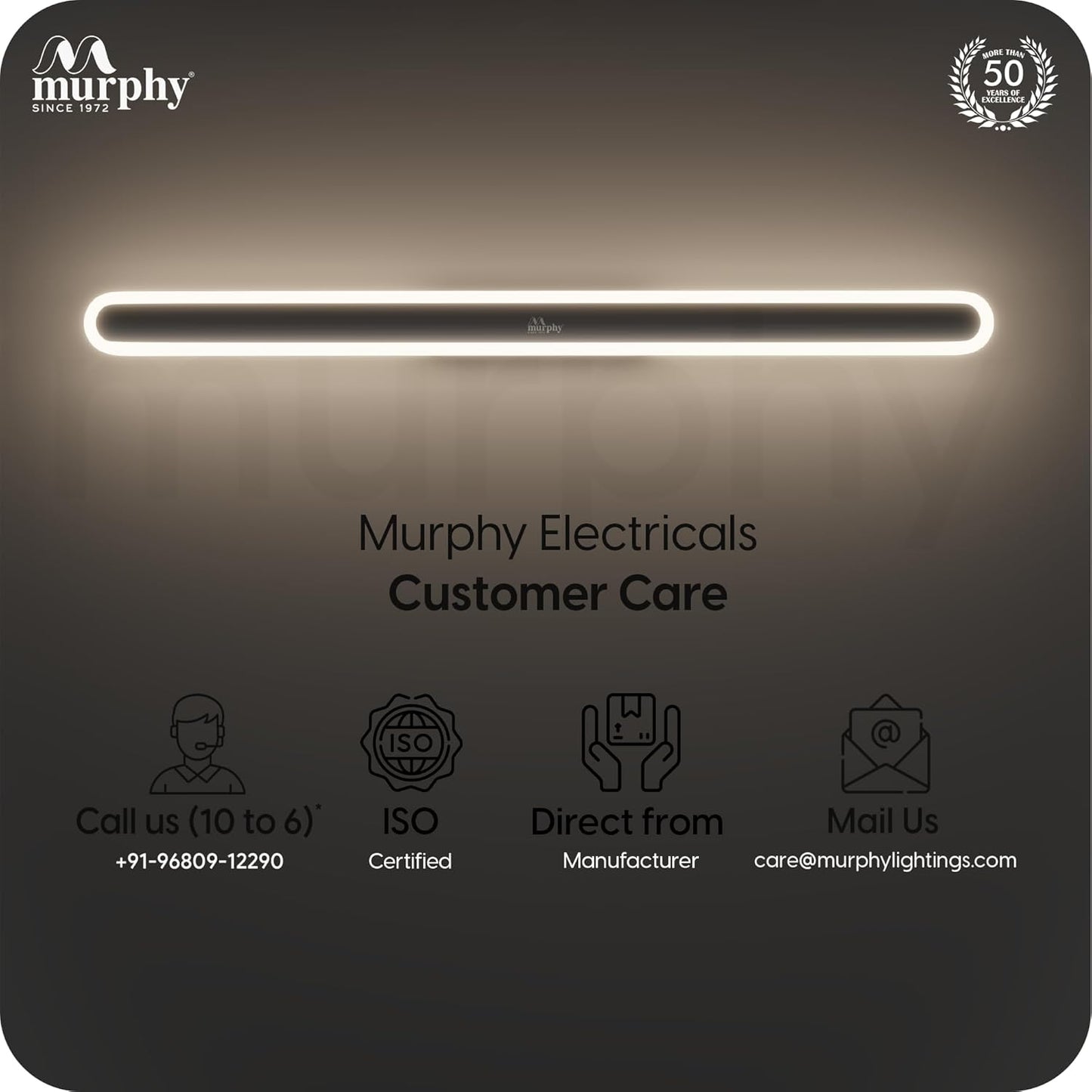 Murphy LumaLine TrioGlow 15W Black Body Premium LED Mirror Wall Bathroom Light - with 3-in-1 Colour Cool White/Warm White/Natural White Linear Bar