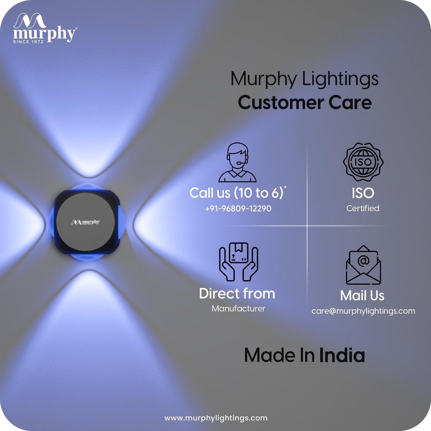 Murphy 6W LED Outdoor Wall Light | 4-Way Omni Beam| with–2-Year Warranty | 7+ Auto-Changing Colours IP66 Waterproof Aluminium Body,