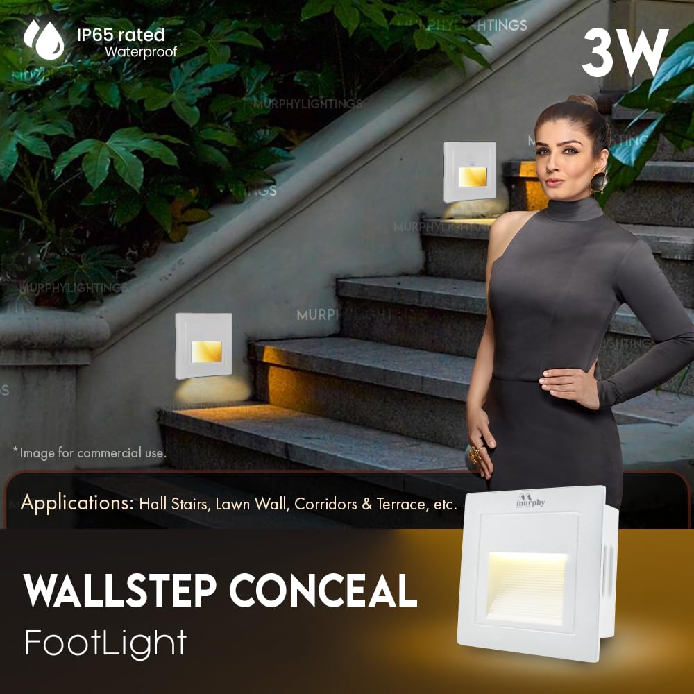 Murphy 3W LED Foot Wall Step Concealed Light With Motion Sensor - RECESS-White Body