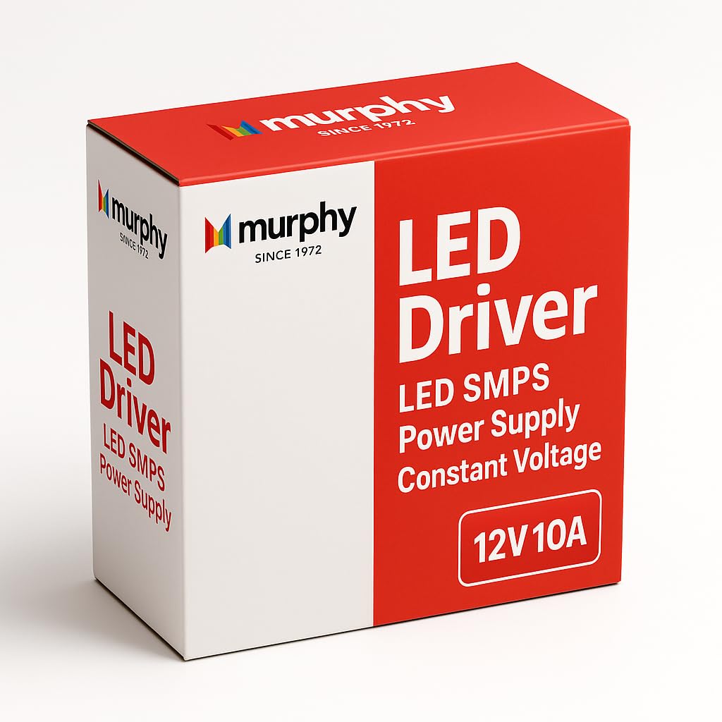 Murphy 10A 12V DC LED Driver (SMPS) | Constant Voltage Power Supply for Indoor LED Strip Lights | Aluminium Body | BIS Approved | (1-Year Warranty)