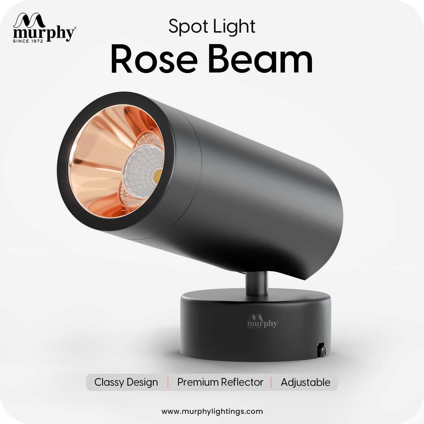Murphy 12W LED Surface Mount Spot Light for Ceiling Warm White, Aluminium Body, Anti-Glare Design, Indoor Use – Black Rose Gold Finish, 2-Year Warranty