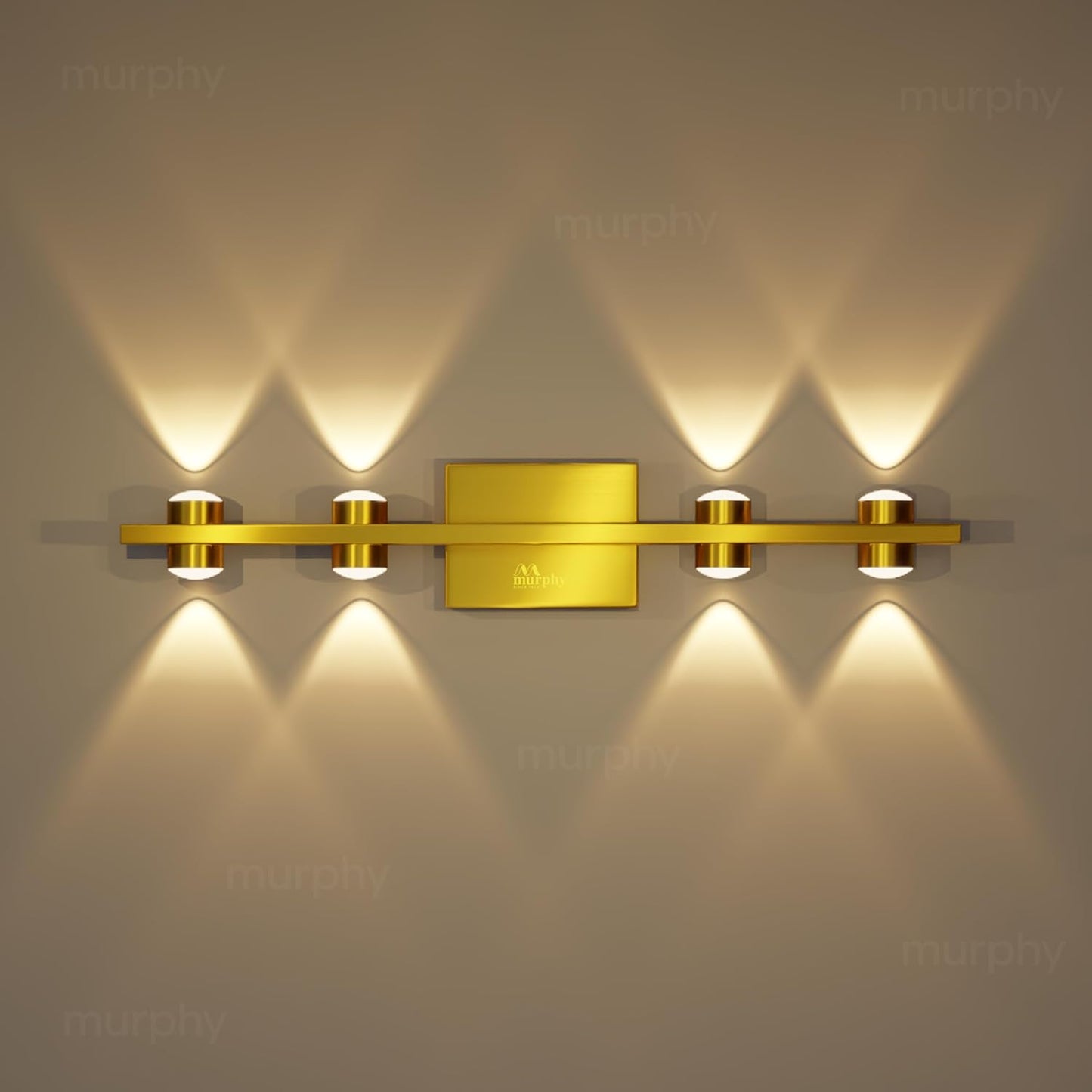 Murphy LED Stylish Up/Down Wall Light – Warm White, Rustproof Aluminum Body (4 Up & 4 Down, Gold Finish) (with 2 Years Warranty)