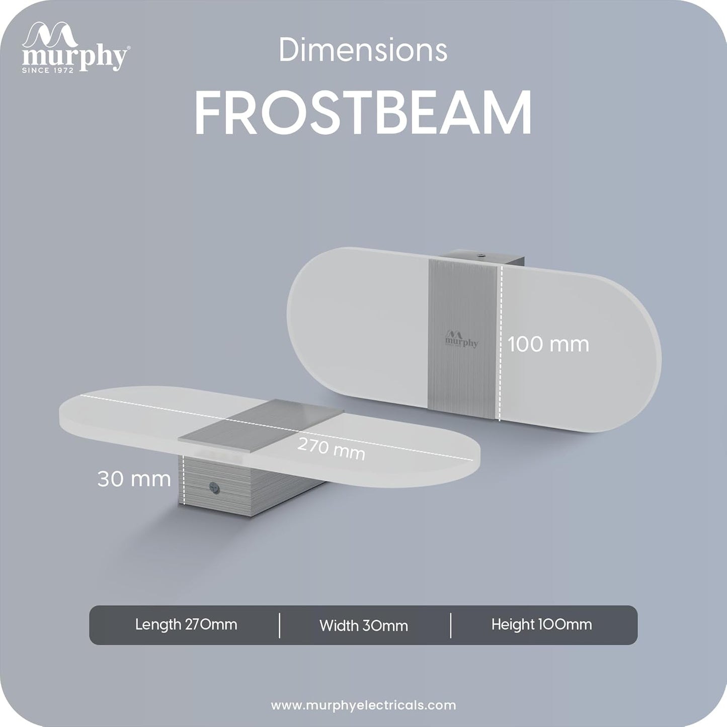 Murphy Frost Beam Wall Light | 2-Year Warranty | Warm White Glow | Acrylic + Aluminium Oval Wall Highlighter | Golden Finish