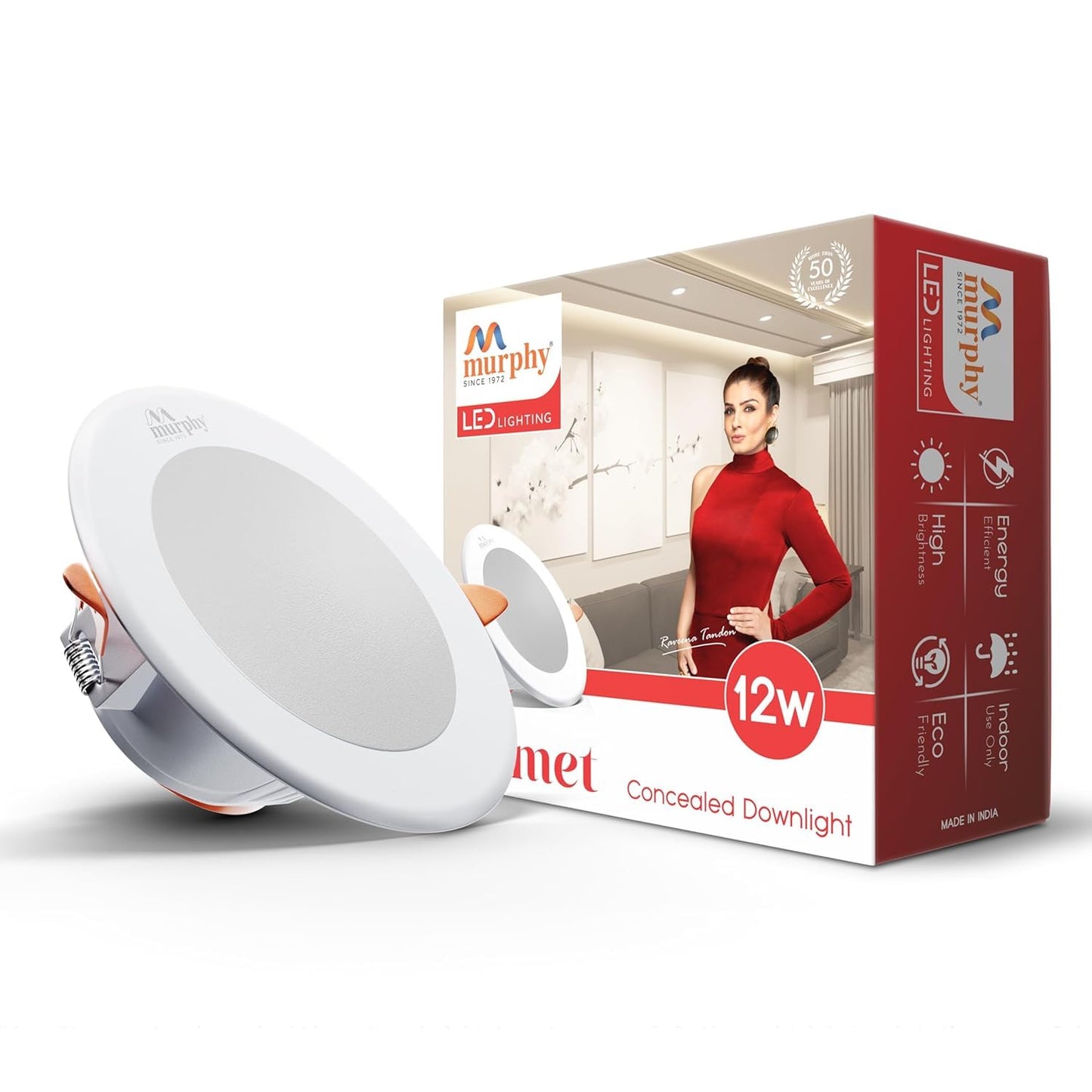 Murphy 12W LED Down Light, Round, Recessed Ceiling LED Light, Suited for 3 inch Junction Box/Concealed Box (2 Years Warranty)