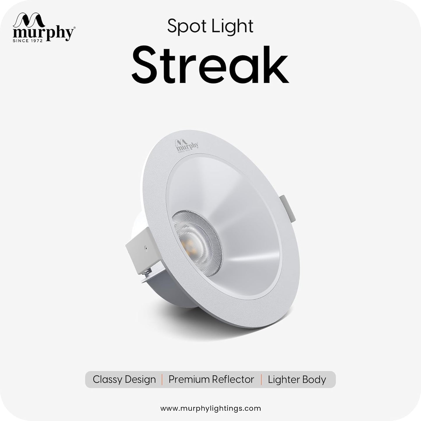 Murphy 7W Streak LED Down Light WH+White Finish Bulb Down Light