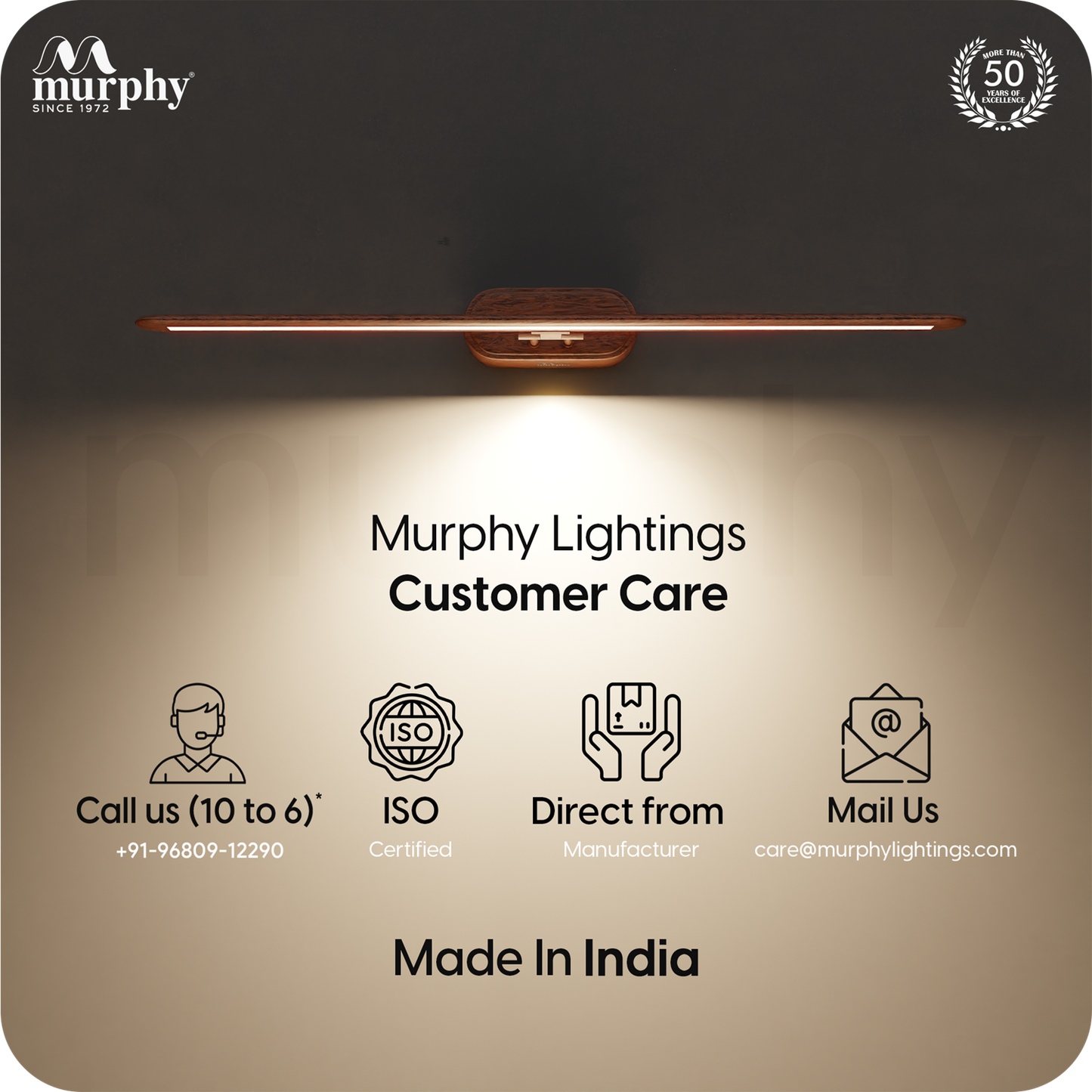 Murphy 12W 3-IN-1 Wooden Finish Mirror Light