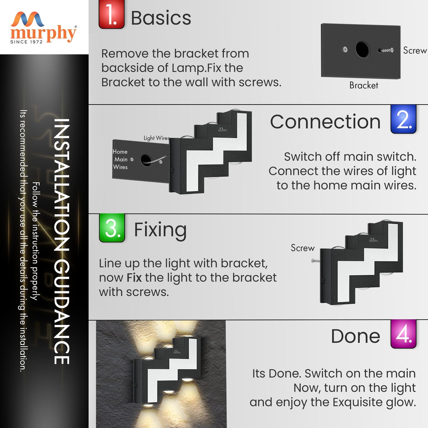 Murphy 12W 6Way Aluminium Led Luxurious Indoor & Outdoor Step Type Up/Down Wall Light Warm White, Shockproof & Rustproof Alluminium Body (3 Up & 3 Down Step)