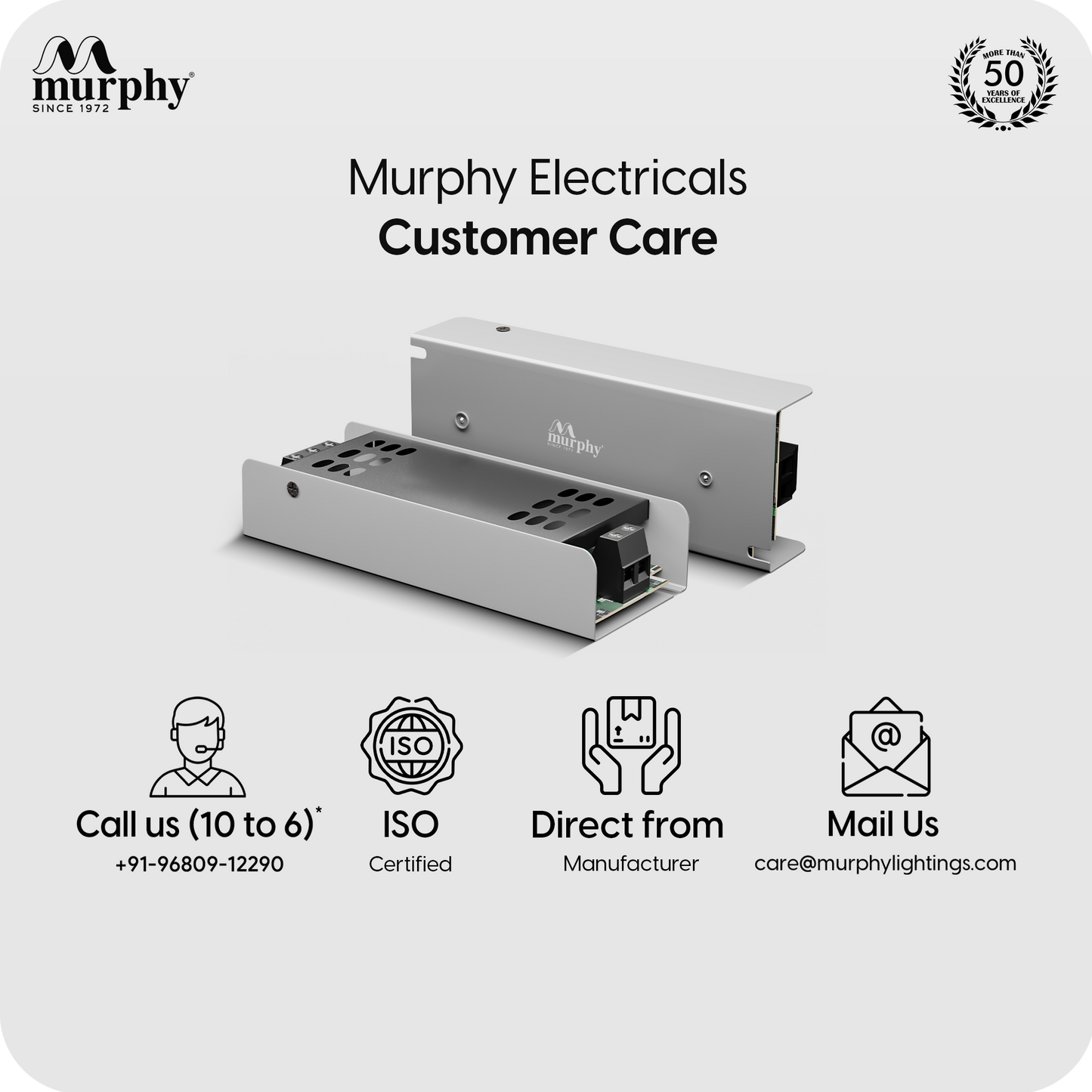 Murphy 3A 12V DC LED Driver (SMPS) | Constant Voltage Power Supply for Indoor LED Strip Lights | Aluminium Body | BIS Approved | (1-Year Warranty)